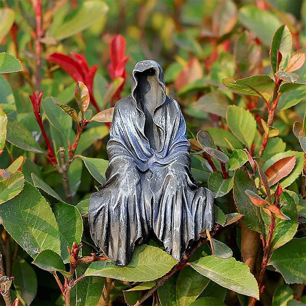 2023 New Reaping Solace The Reaper Sitting Statue Gothic Desktop Resin Black Sculptures For Home Decor Ornament Dropshipping acacuss