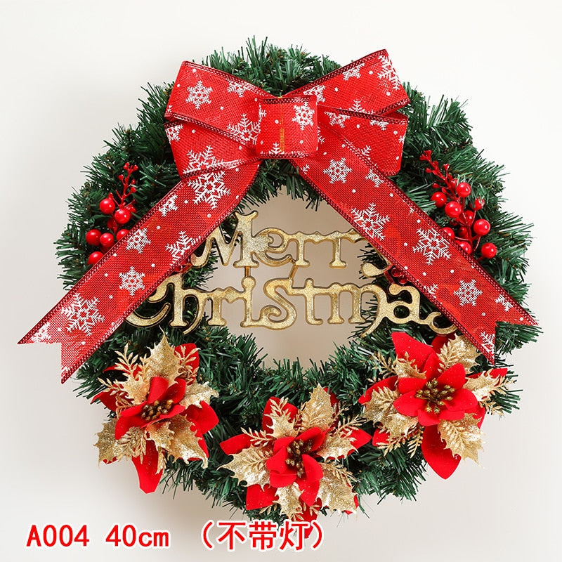 Red Christmas Wreath for Front Door Gold Window Wall Door Christmas Decorations 2023 Garland Ornament Guirnalda Navidad acacuss