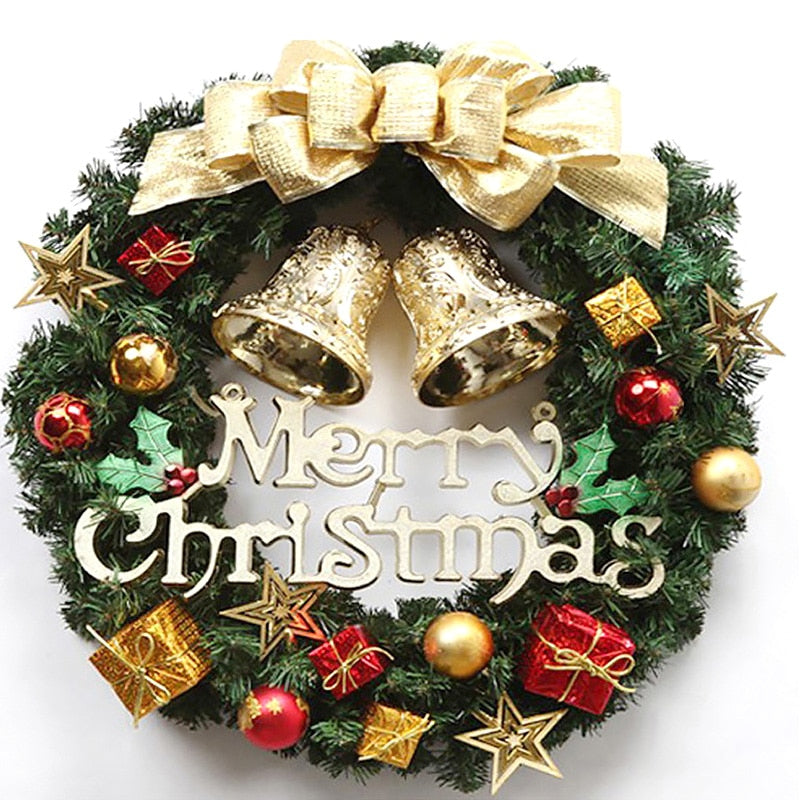 Red Christmas Wreath for Front Door Gold Window Wall Door Christmas Decorations 2023 Garland Ornament Guirnalda Navidad acacuss