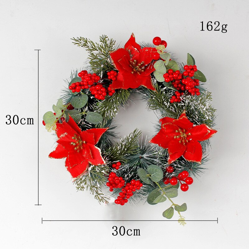 Red Christmas Wreath for Front Door Gold Window Wall Door Christmas Decorations 2023 Garland Ornament Guirnalda Navidad acacuss