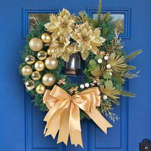 Red Christmas Wreath for Front Door Gold Window Wall Door Christmas Decorations 2023 Garland Ornament Guirnalda Navidad acacuss