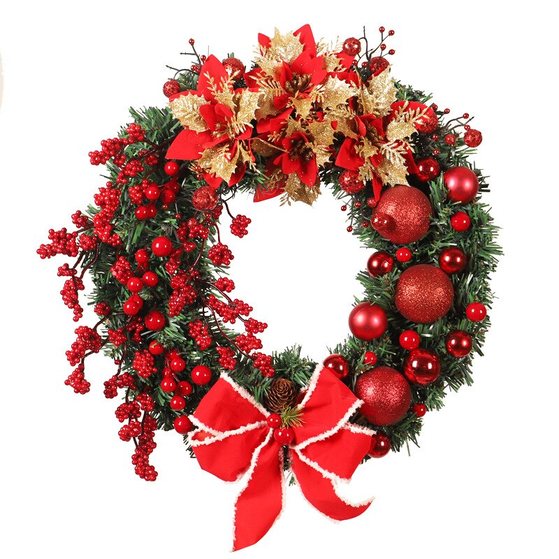 Red Christmas Wreath for Front Door Gold Window Wall Door Christmas Decorations 2023 Garland Ornament Guirnalda Navidad acacuss