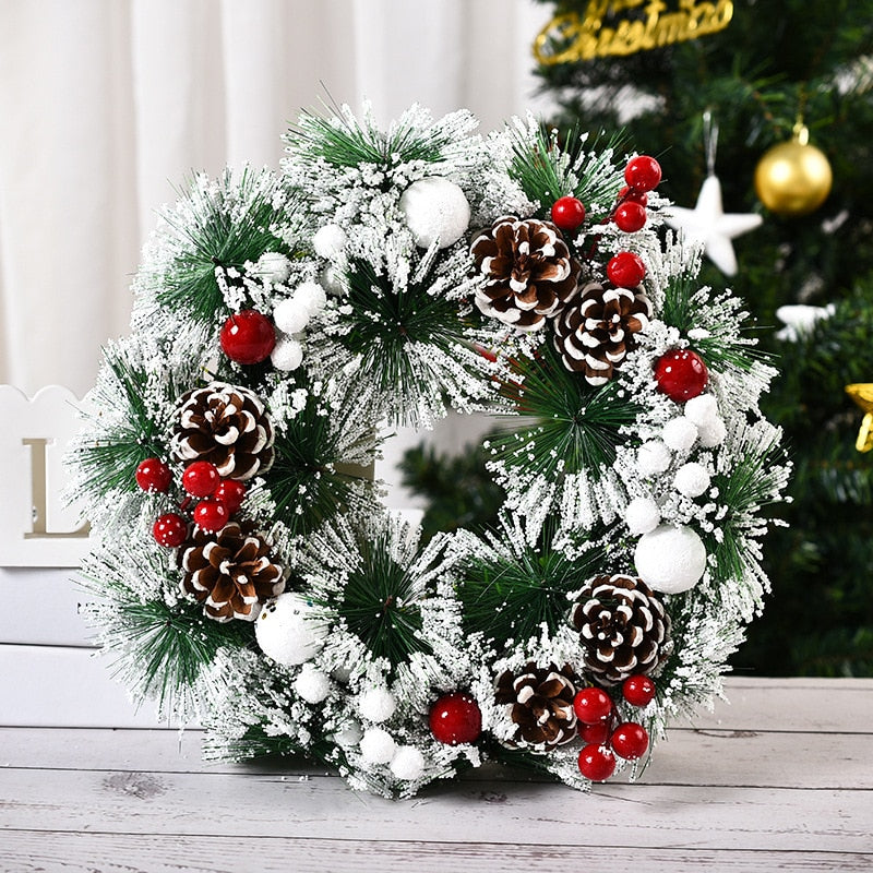 Red Christmas Wreath for Front Door Gold Window Wall Door Christmas Decorations 2023 Garland Ornament Guirnalda Navidad acacuss
