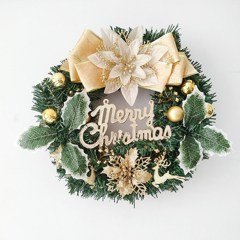 Red Christmas Wreath for Front Door Gold Window Wall Door Christmas Decorations 2023 Garland Ornament Guirnalda Navidad acacuss