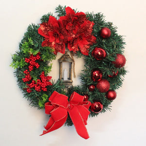 Red Christmas Wreath for Front Door Gold Window Wall Door Christmas Decorations 2023 Garland Ornament Guirnalda Navidad acacuss