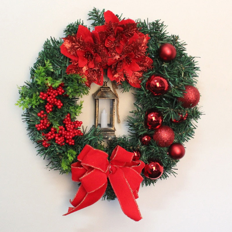 Red Christmas Wreath for Front Door Gold Window Wall Door Christmas Decorations 2023 Garland Ornament Guirnalda Navidad acacuss