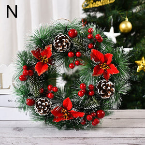 Red Christmas Wreath for Front Door Gold Window Wall Door Christmas Decorations 2023 Garland Ornament Guirnalda Navidad acacuss