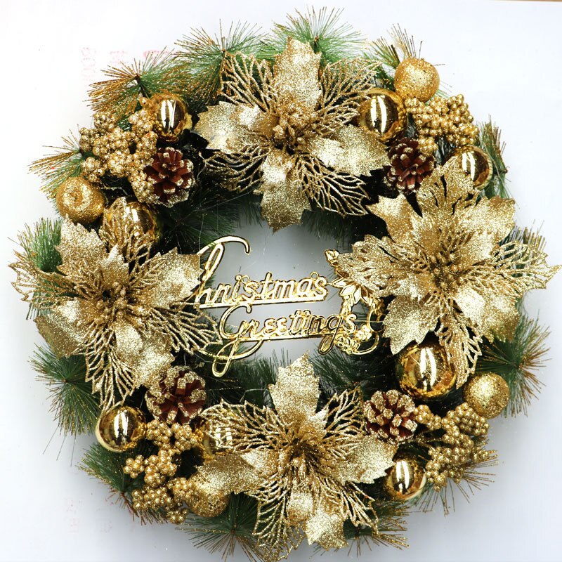 Red Christmas Wreath for Front Door Gold Window Wall Door Christmas Decorations 2023 Garland Ornament Guirnalda Navidad acacuss