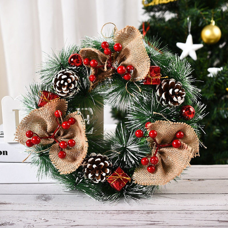 Red Christmas Wreath for Front Door Gold Window Wall Door Christmas Decorations 2023 Garland Ornament Guirnalda Navidad acacuss