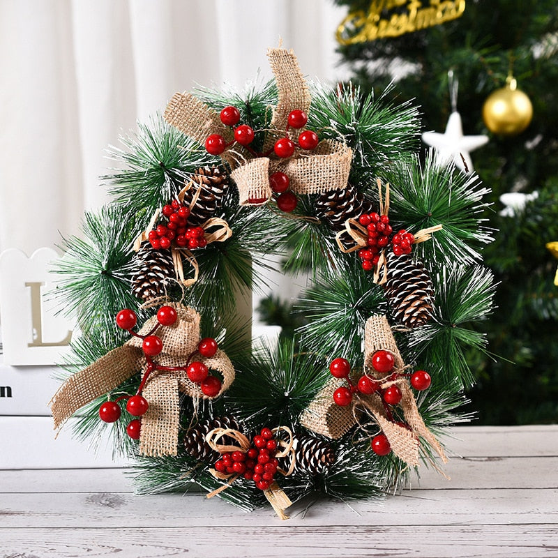 Red Christmas Wreath for Front Door Gold Window Wall Door Christmas Decorations 2023 Garland Ornament Guirnalda Navidad acacuss