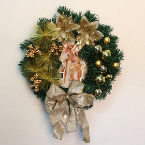 Red Christmas Wreath for Front Door Gold Window Wall Door Christmas Decorations 2023 Garland Ornament Guirnalda Navidad acacuss