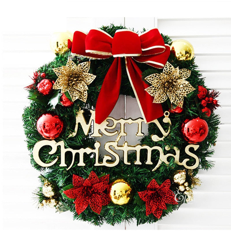 Red Christmas Wreath for Front Door Gold Window Wall Door Christmas Decorations 2023 Garland Ornament Guirnalda Navidad acacuss