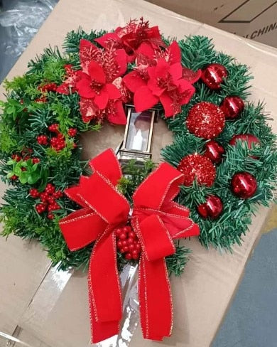 Red Christmas Wreath for Front Door Gold Window Wall Door