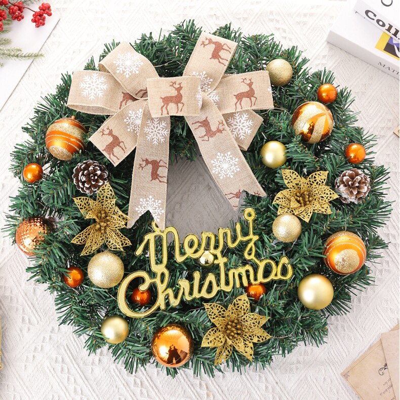 Red Christmas Wreath for Front Door Gold Window Wall Door Christmas Decorations 2023 Garland Ornament Guirnalda Navidad acacuss