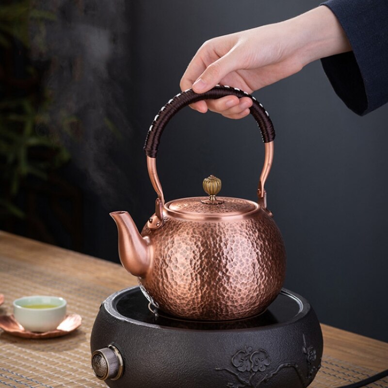 赤銅ティーポット中国茶道手作り純茶カンフー茶銅茶器レトロ健康維持