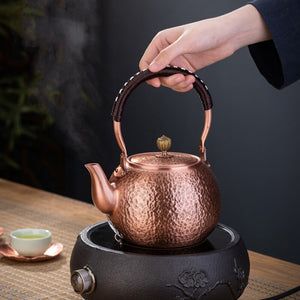 Red Copper Teapot Chinese Tea Ceremony Handmade Pure Tea Kung Fu Tea Copper Teawear Retro Keep In Good Health Tea Kettle acacuss