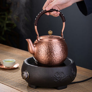 Red Copper Teapot Chinese Tea Ceremony Handmade Pure Tea Kung Fu Tea Copper Teawear Retro Keep In Good Health Tea Kettle acacuss