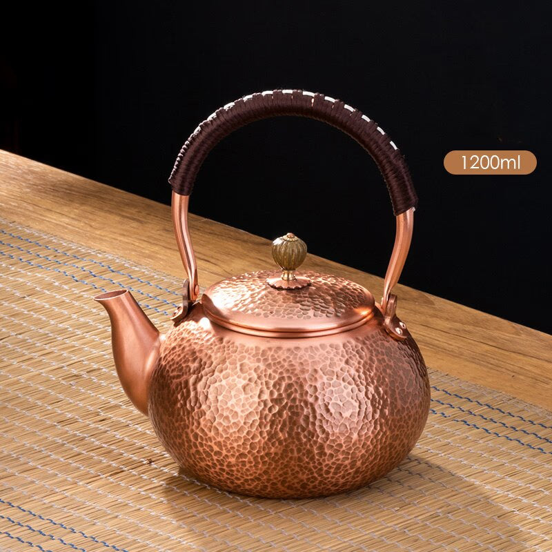 Red Copper Teapot Chinese Tea Ceremony Handmade Pure Tea Kung Fu Tea Copper Teawear Retro Keep In Good Health Tea Kettle acacuss