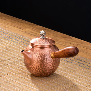 Red Copper Teapot Chinese Tea Ceremony Handmade Pure Tea Kung Fu Tea Copper Teawear Retro Keep In Good Health Tea Kettle acacuss