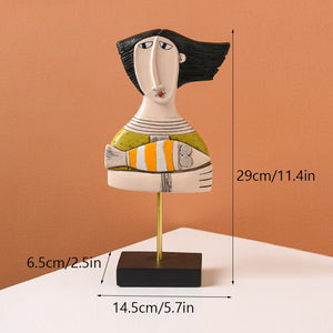Resin Abstract Face Art Ornament Exotic Figure Statues Home Living Room Office Tabletop Decorative Figurines Interior acacuss