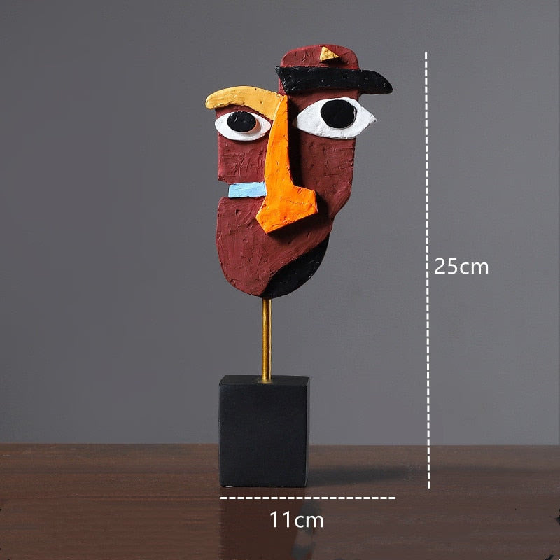 Resin Abstract Human Face Mask Figurines for Interior Home Living Roon Desktop Accessories European Painting Figures acacuss