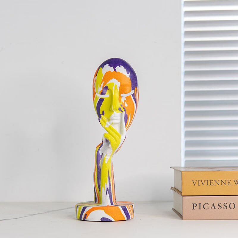 Resin Abstract Human Face Mask Figurines for Interior Home Living Roon Desktop Accessories European Painting Figures acacuss