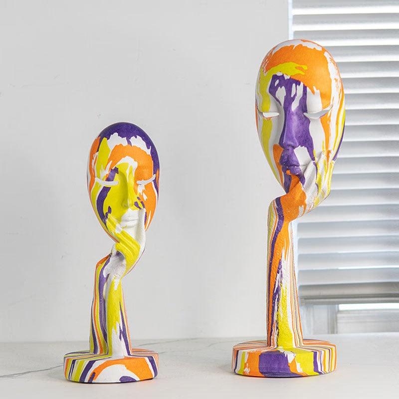 Resin Abstract Human Face Mask Figurines for Interior Home Living Roon Desktop Accessories European Painting Figures acacuss