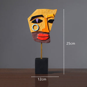 Resin Abstract Human Face Mask Figurines for Interior Home Living Roon Desktop Accessories European Painting Figures acacuss