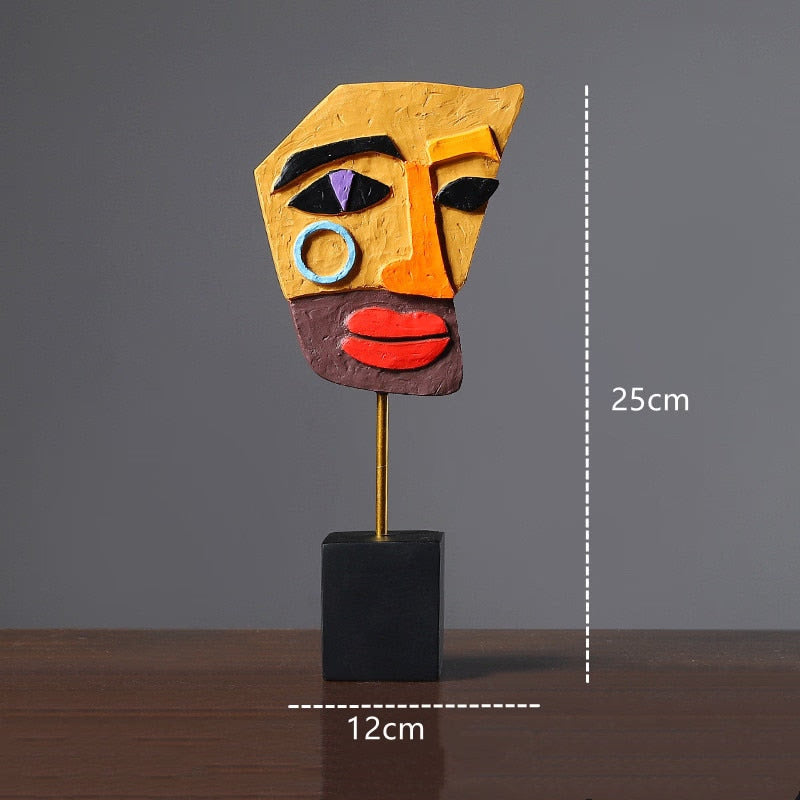 Resin Abstract Human Face Mask Figurines for Interior Home Living Roon Desktop Accessories European Painting Figures acacuss