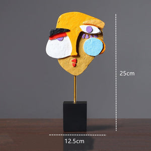 Resin Abstract Human Face Mask Figurines for Interior Home Living Roon Desktop Accessories European Painting Figures acacuss