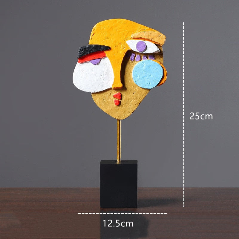 Resin Abstract Human Face Mask Figurines for Interior Home Living Roon Desktop Accessories European Painting Figures acacuss