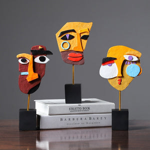 Resin Abstract Human Face Mask Figurines for Interior Home Living Roon Desktop Accessories European Painting Figures acacuss