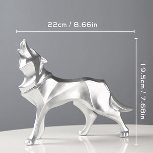 Resin Abstract Wolf Statue Nordic Geometric Animal Figurines Wolf Sculpture Crafts Home Office Shelf Desk Decoration Ornaments acacuss