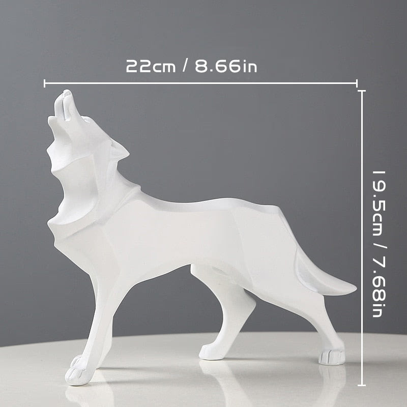Resin Abstract Wolf Statue Nordic Geometric Animal Figurines Wolf Sculpture Crafts Home Office Shelf Desk Decoration Ornaments acacuss