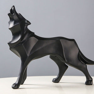 Resin Abstract Wolf Statue Nordic Geometric Animal Figurines Wolf Sculpture Crafts Home Office Shelf Desk Decoration Ornaments acacuss