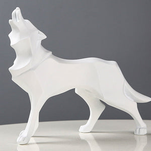 Resin Abstract Wolf Statue Nordic Geometric Animal Figurines Wolf Sculpture Crafts Home Office Shelf Desk Decoration Ornaments acacuss