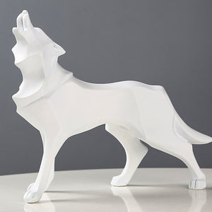 Resin Abstract Wolf Statue Nordic Geometric Animal Figurines Wolf Sculpture Crafts Home Office Shelf Desk Decoration Ornaments acacuss