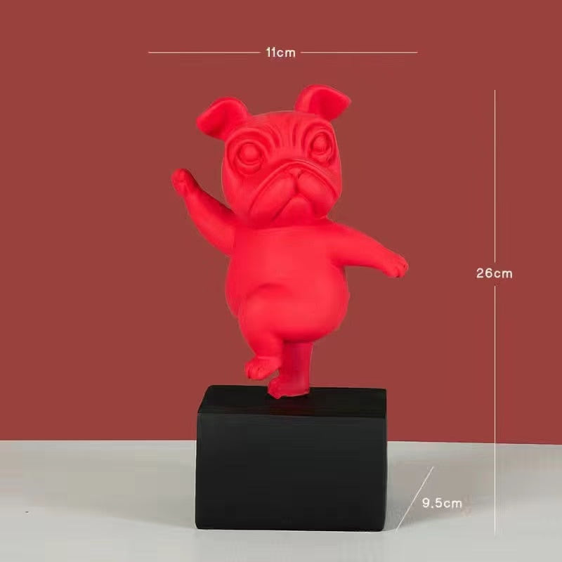 Resin Abstract Yoga Bulldog Dog Figurine Statuette Sculpture Animal Statue Desktop Craft Home Living Room Ornaments Decoration acacuss