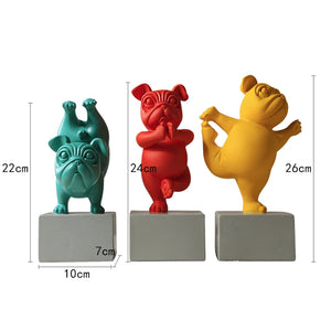 Resin Abstract Yoga Bulldog Dog Figurine Statuette Sculpture Animal Statue Desktop Craft Home Living Room Ornaments Decoration acacuss