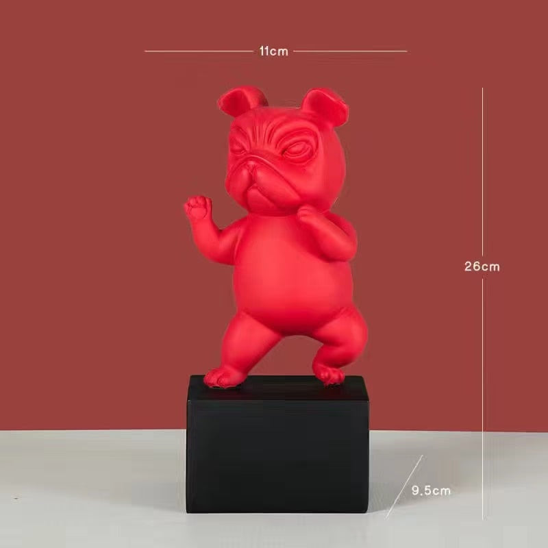 Resin Abstract Yoga Bulldog Dog Figurine Statuette Sculpture Animal Statue Desktop Craft Home Living Room Ornaments Decoration acacuss