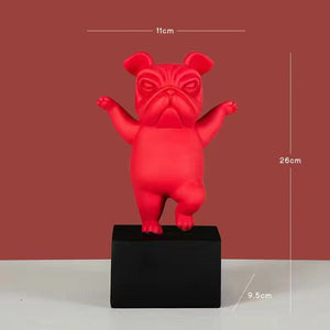 Resin Abstract Yoga Bulldog Dog Figurine Statuette Sculpture Animal Statue Desktop Craft Home Living Room Ornaments Decoration acacuss