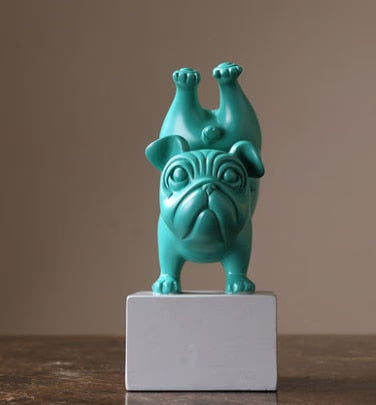Resin Abstract Yoga Bulldog Dog Figurine Statuette Sculpture Animal Statue Desktop Craft Home Living Room Ornaments Decoration acacuss