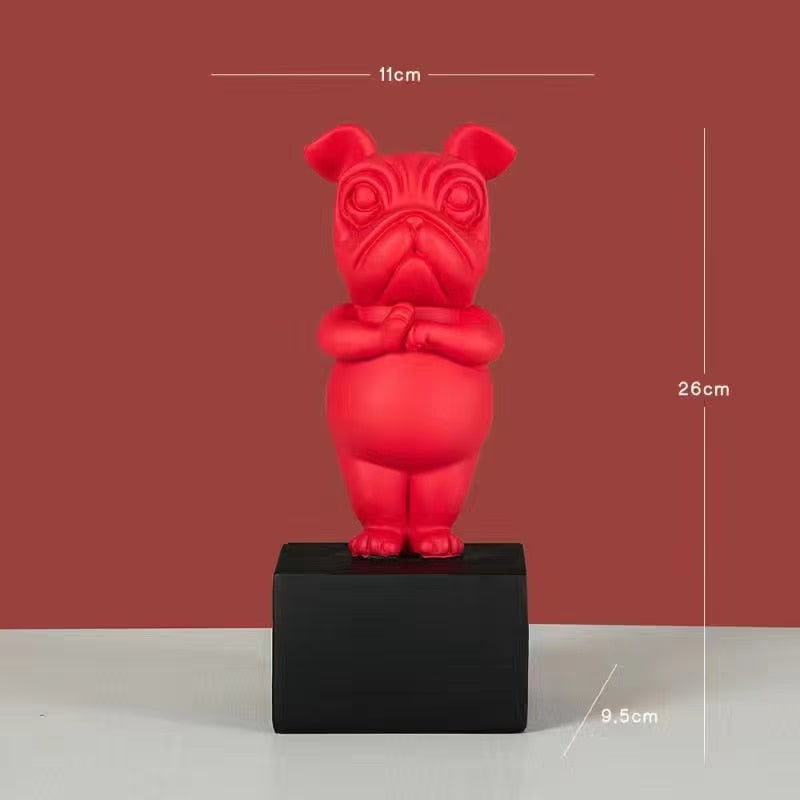 Resin Abstract Yoga Bulldog Dog Figurine Statuette Sculpture Animal Statue Desktop Craft Home Living Room Ornaments Decoration acacuss