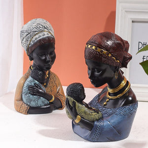 Resin African Exotic Black Mother And Child Statues Retro Figurines for Interior Mother's Day Gift Home Decorations acacuss