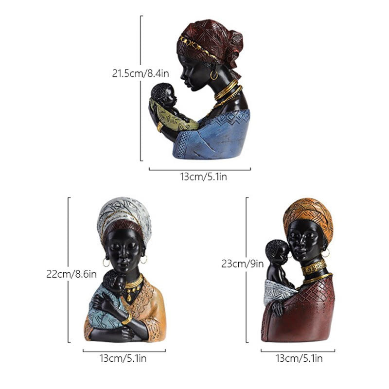 Resin African Exotic Black Mother And Child Statues Retro Figurines for Interior Mother's Day Gift Home Decorations acacuss
