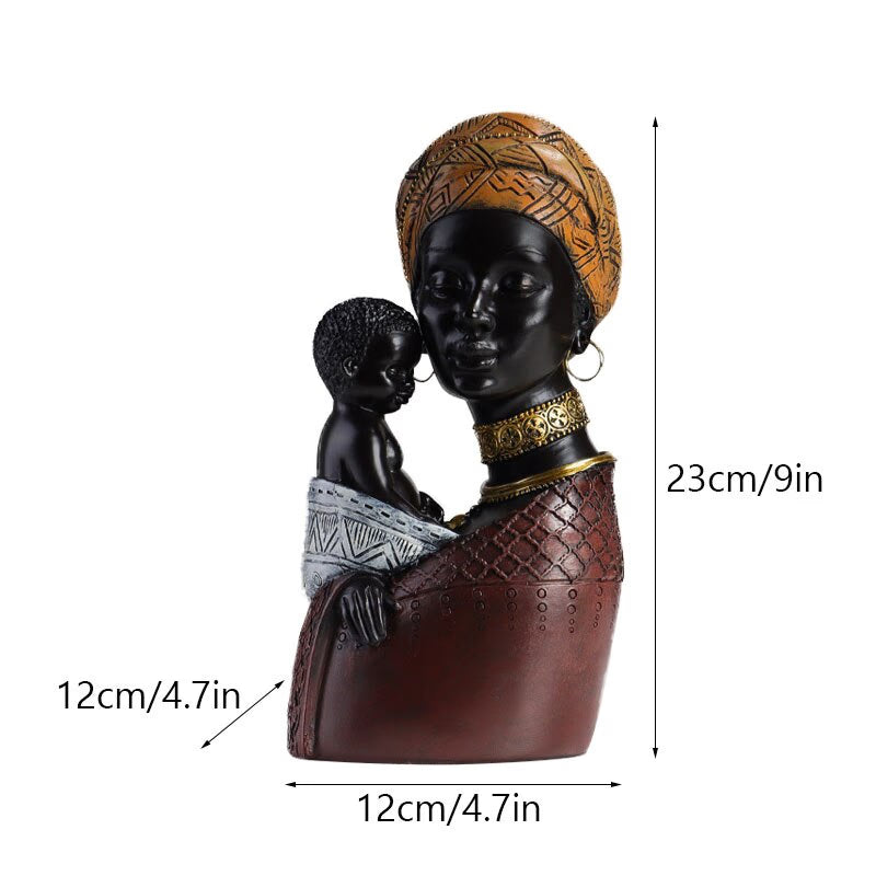 Resin African Exotic Black Mother And Child Statues Retro Figurines for Interior Mother's Day Gift Home Decorations acacuss