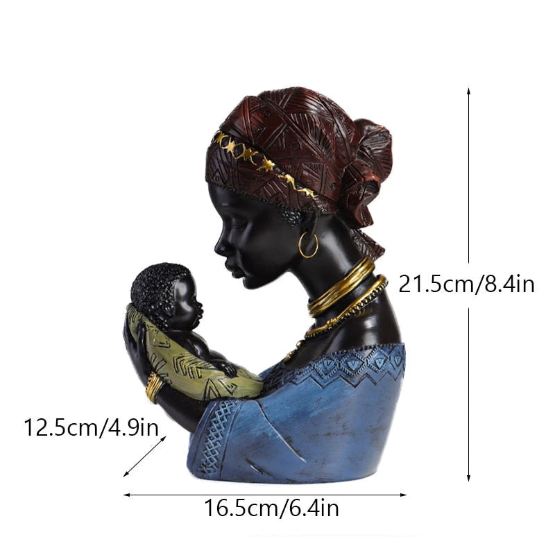 Resin African Exotic Black Mother And Child Statues Retro Figurines for Interior Mother's Day Gift Home Decorations acacuss