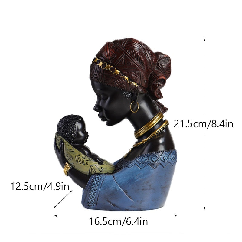 Resin African Exotic Black Mother And Child Statues Retro Figurines for Interior Mother's Day Gift Home Decorations acacuss