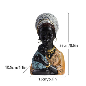 Resin African Exotic Black Mother And Child Statues Retro Figurines for Interior Mother's Day Gift Home Decorations acacuss