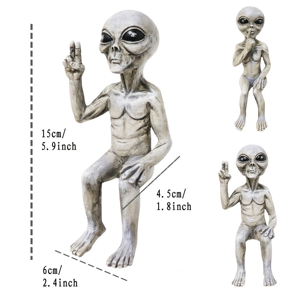 Resin Alien Statue Alien UFO Sculpture Figurine Outdoor Home Garden Decor Halloween Ornaments Yard Decoration Outdoor Miniatures acacuss